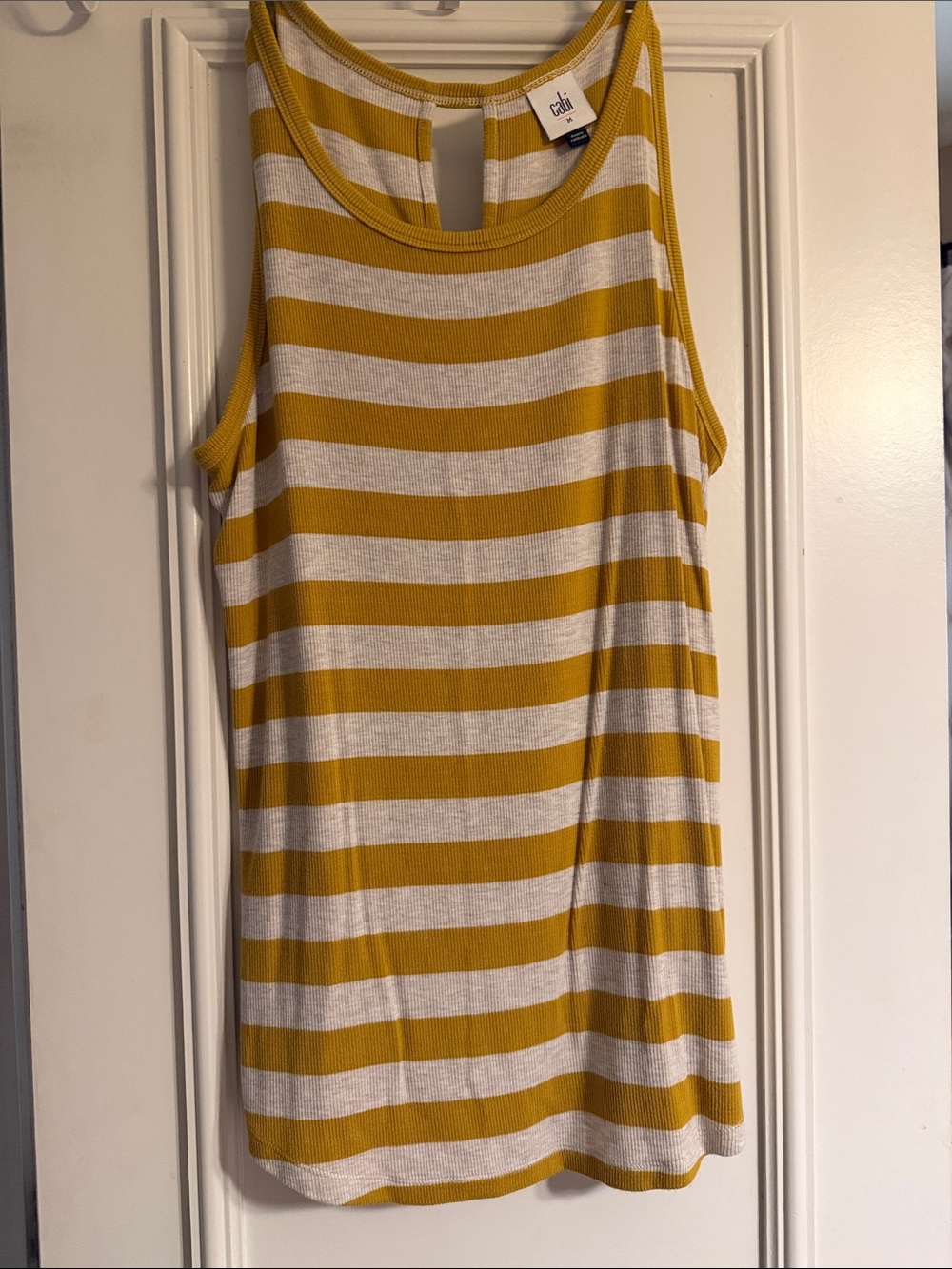 CAbi Yellow and White Striped Tank Top